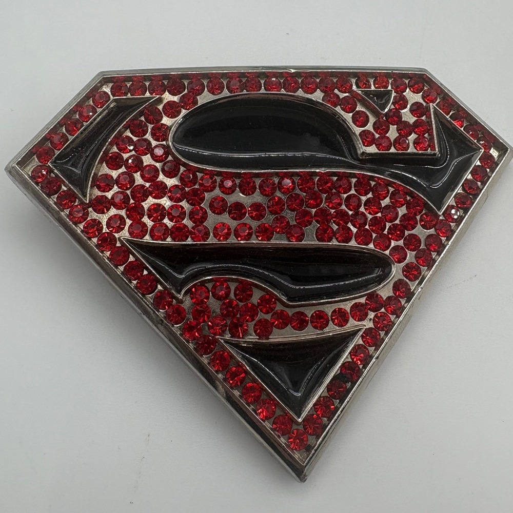 DC Comics Superman Belt Buckle s11 Shield Metal Red Silver‎ Good